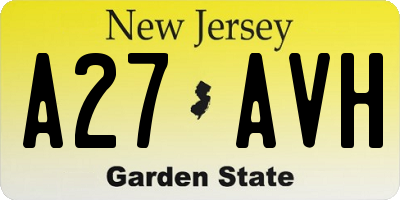 NJ license plate A27AVH