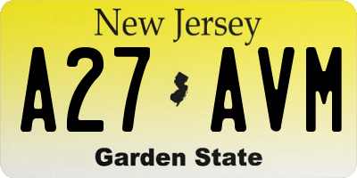 NJ license plate A27AVM