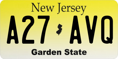 NJ license plate A27AVQ