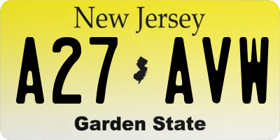 NJ license plate A27AVW
