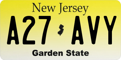 NJ license plate A27AVY