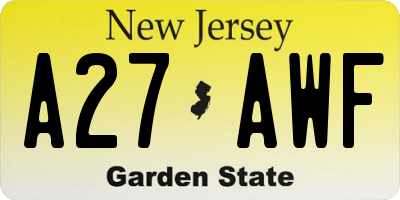 NJ license plate A27AWF