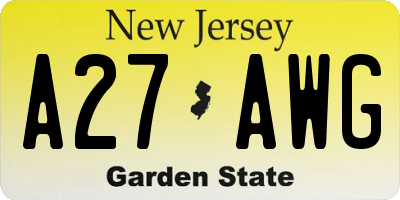 NJ license plate A27AWG