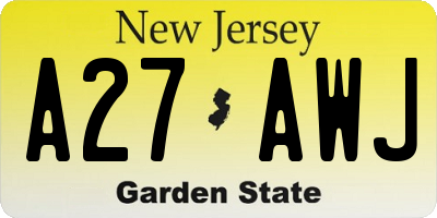 NJ license plate A27AWJ