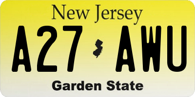 NJ license plate A27AWU