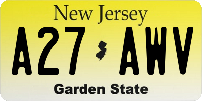 NJ license plate A27AWV