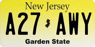NJ license plate A27AWY