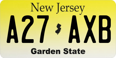 NJ license plate A27AXB