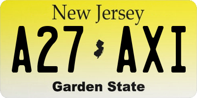 NJ license plate A27AXI