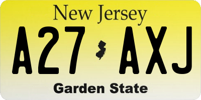 NJ license plate A27AXJ