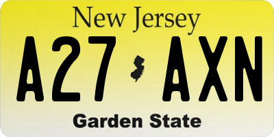 NJ license plate A27AXN