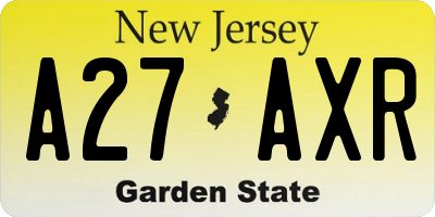 NJ license plate A27AXR