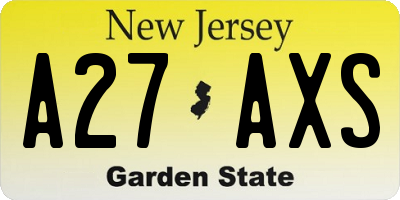NJ license plate A27AXS