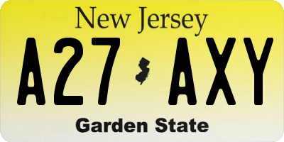 NJ license plate A27AXY