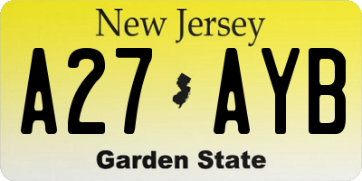 NJ license plate A27AYB