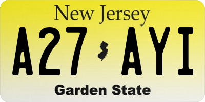 NJ license plate A27AYI