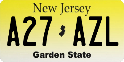 NJ license plate A27AZL