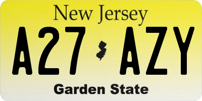 NJ license plate A27AZY
