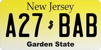 NJ license plate A27BAB