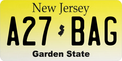 NJ license plate A27BAG