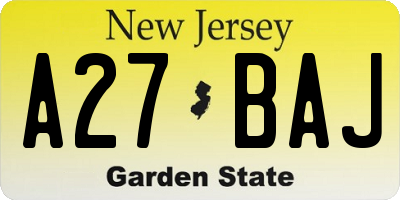 NJ license plate A27BAJ