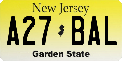 NJ license plate A27BAL