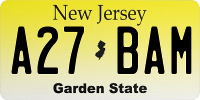 NJ license plate A27BAM