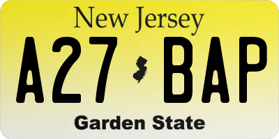 NJ license plate A27BAP