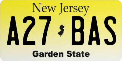 NJ license plate A27BAS