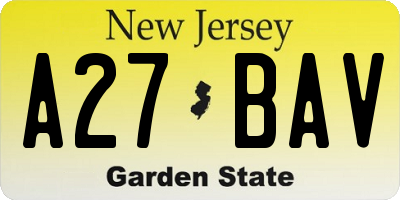 NJ license plate A27BAV