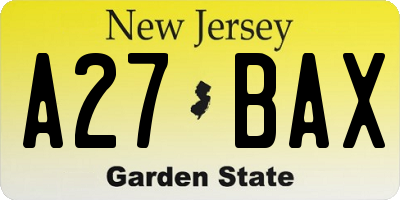 NJ license plate A27BAX
