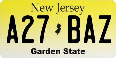 NJ license plate A27BAZ
