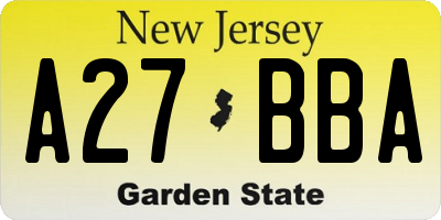 NJ license plate A27BBA