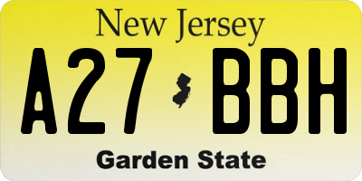 NJ license plate A27BBH