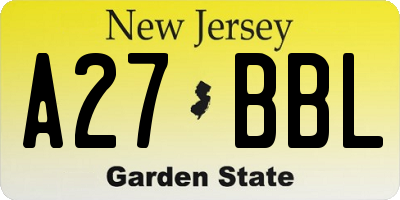 NJ license plate A27BBL