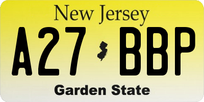 NJ license plate A27BBP