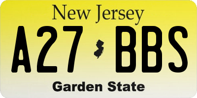 NJ license plate A27BBS