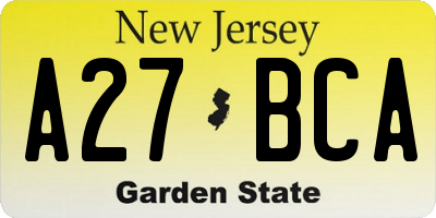 NJ license plate A27BCA