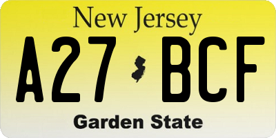 NJ license plate A27BCF