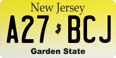 NJ license plate A27BCJ
