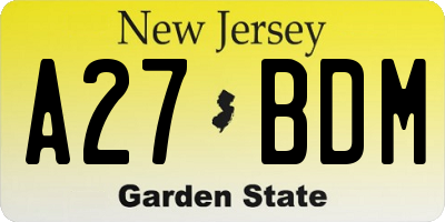 NJ license plate A27BDM