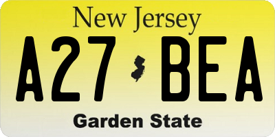 NJ license plate A27BEA