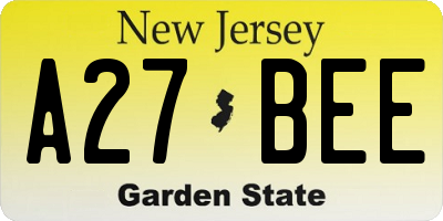 NJ license plate A27BEE
