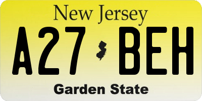 NJ license plate A27BEH
