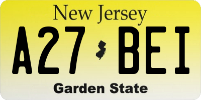 NJ license plate A27BEI