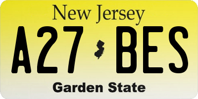 NJ license plate A27BES