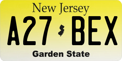 NJ license plate A27BEX