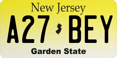 NJ license plate A27BEY