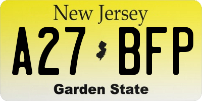 NJ license plate A27BFP