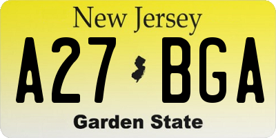 NJ license plate A27BGA